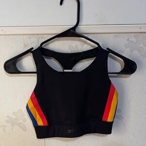 Adidas Black Bra with Colorful Side Stripes